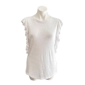 Bebe White Ruffle T Shirt Sleeveless Cute Sheer Lightweight Large New Tee NWT